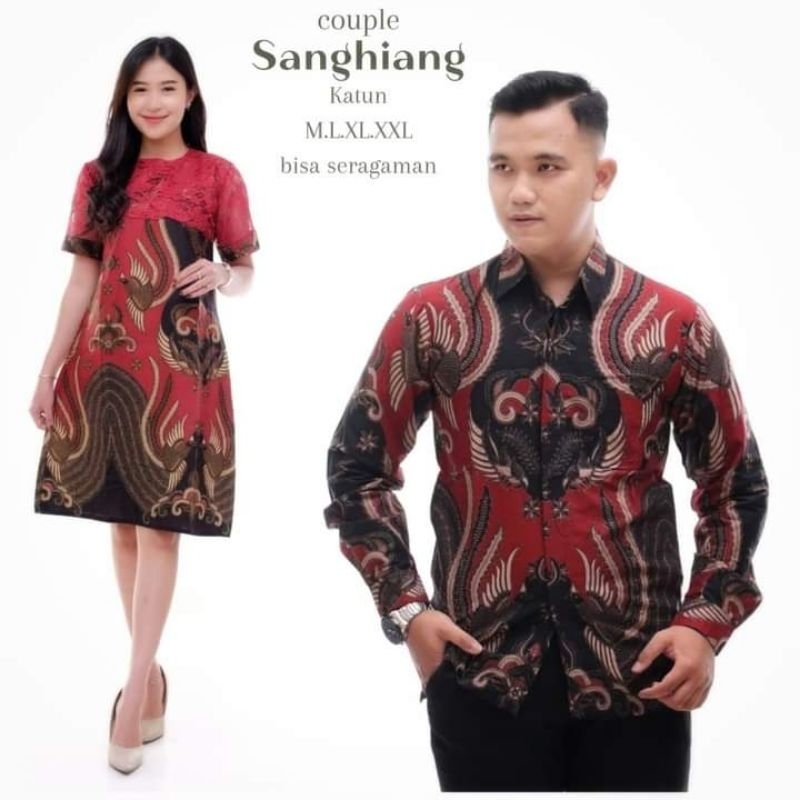 Couple Sarimbit Dress Batik Renda Anindya Pasangan Tunik Serasi Trend Baju Batik Brokat 2025