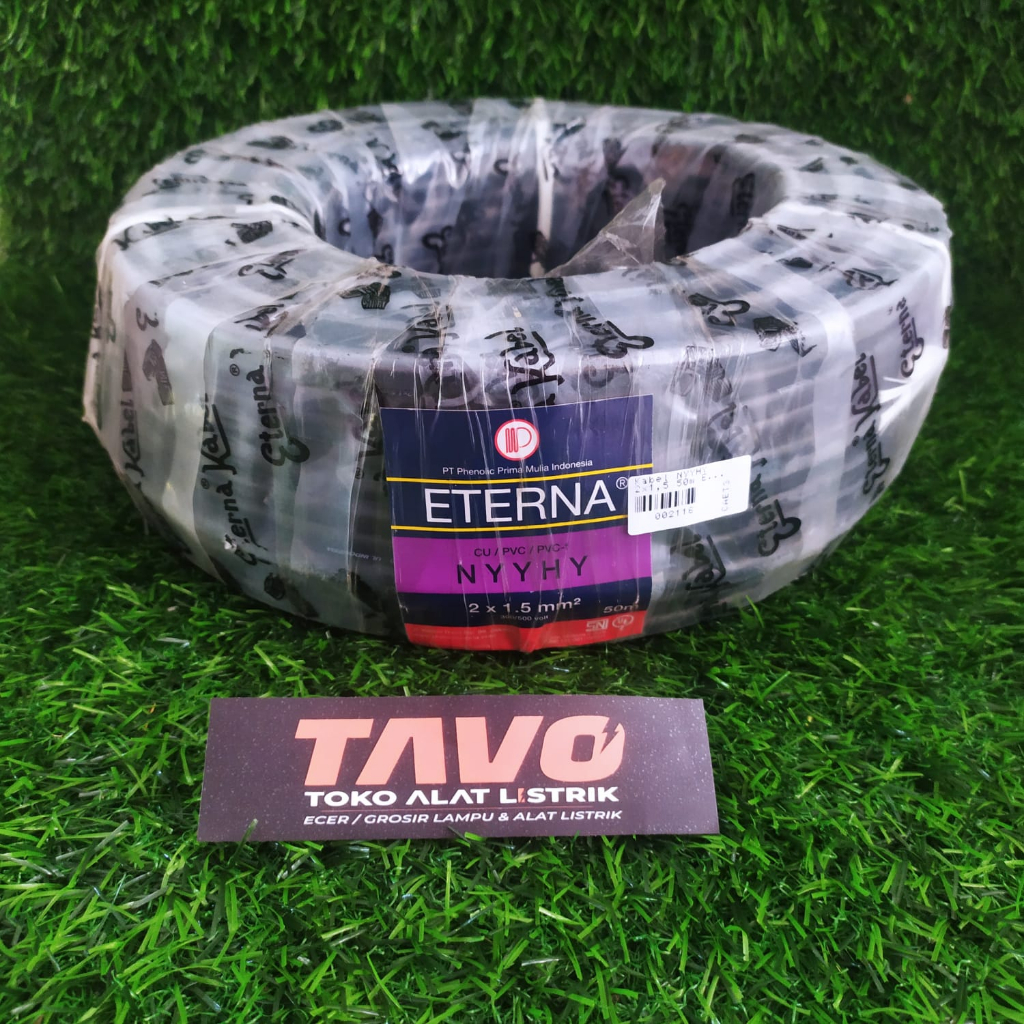 Kabel Eterna NYYHY 2x1.5 / eterna serabut 2x1,5 hitam 50 mtr per Roll