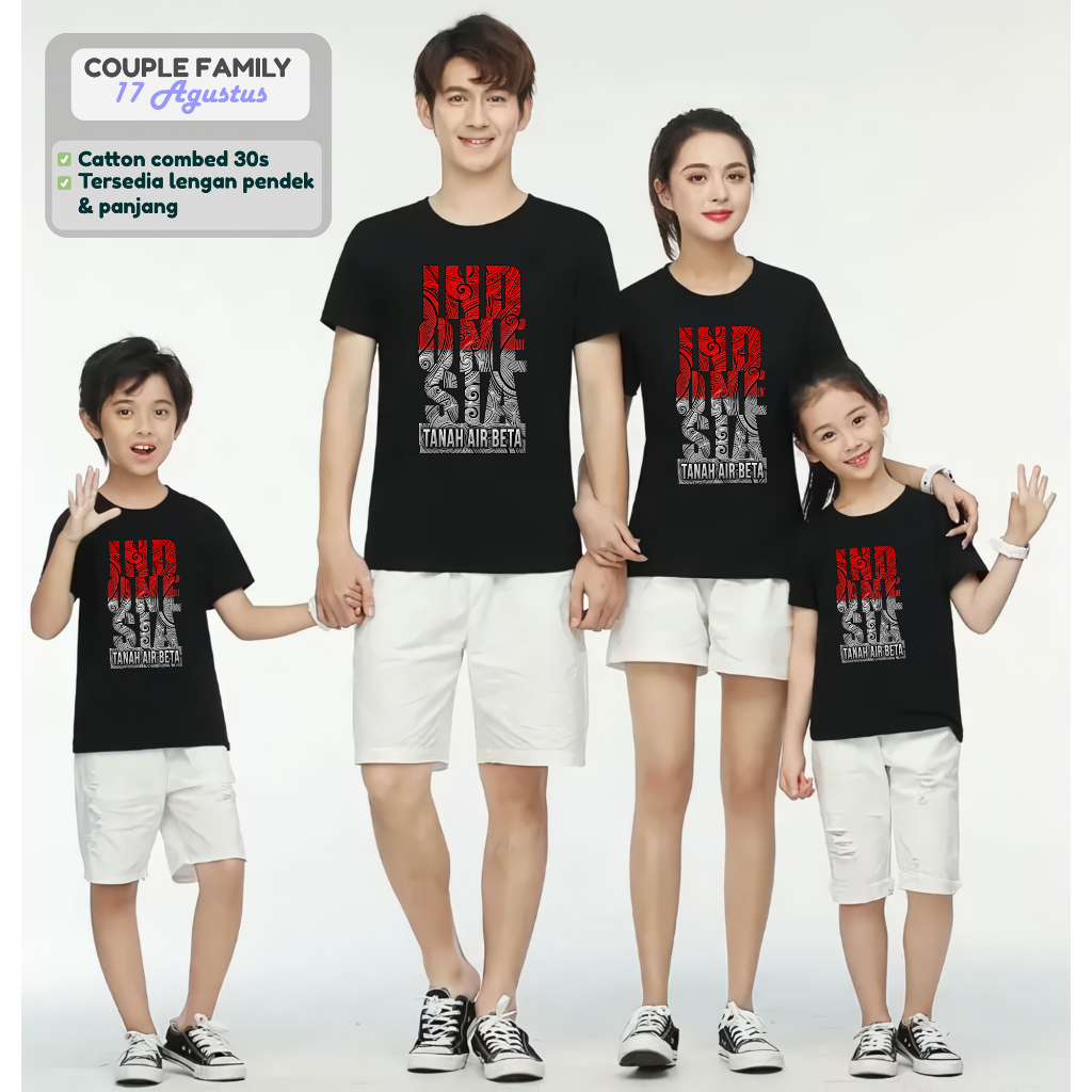 Kaos Couple Keluarga Agustusan / Kaos HUT RI Agustusan / Kaos Seragam Keluarga Indonesia BATIK INDON