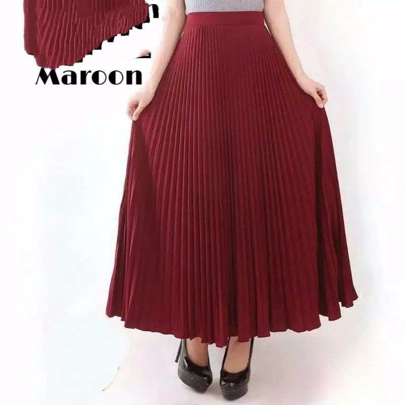 BAWAHAN ROK PLISKET PREMIUM PAYUNG ☂️☂️ WARNA HITAM PUTIH MAROON ROK PLISKET ROK PLISKET WANITA FASH