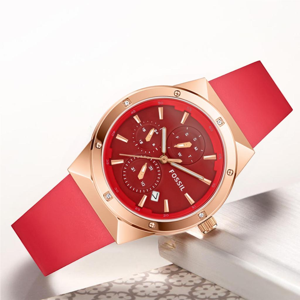 Jam Tangan Fashion Wanita F005H Rubber Tanggal Aktif