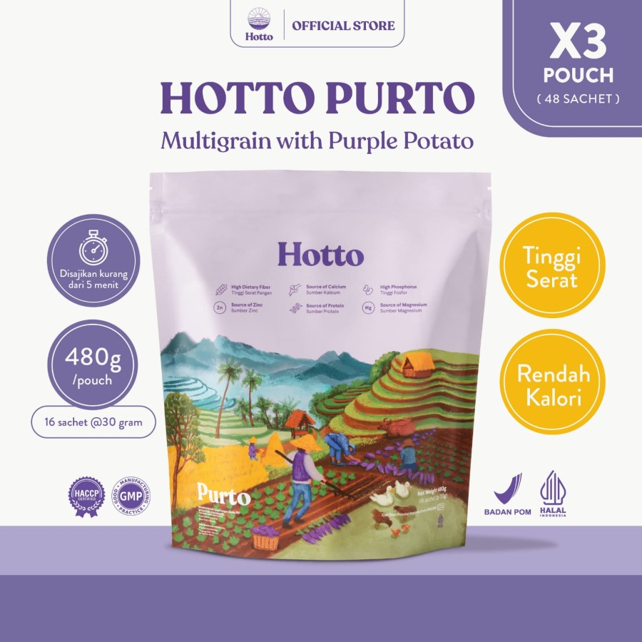 

Hotto Purto Multigrain with Purple Potato - 3 pouch (48 sachet)