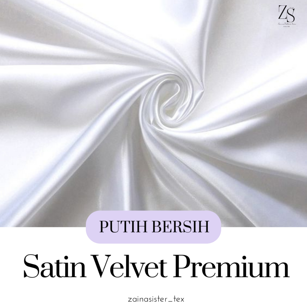 Kain Satin Velvet Premium Warna Putih Bersih