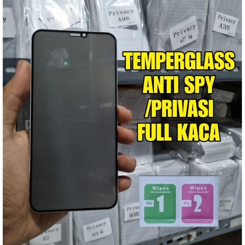 TG TEMPERD GLASS VIVO Y12 Y17 Y15 ANTI SPY CRAMIC FRIVACY FULL KACA WARNA HITAM