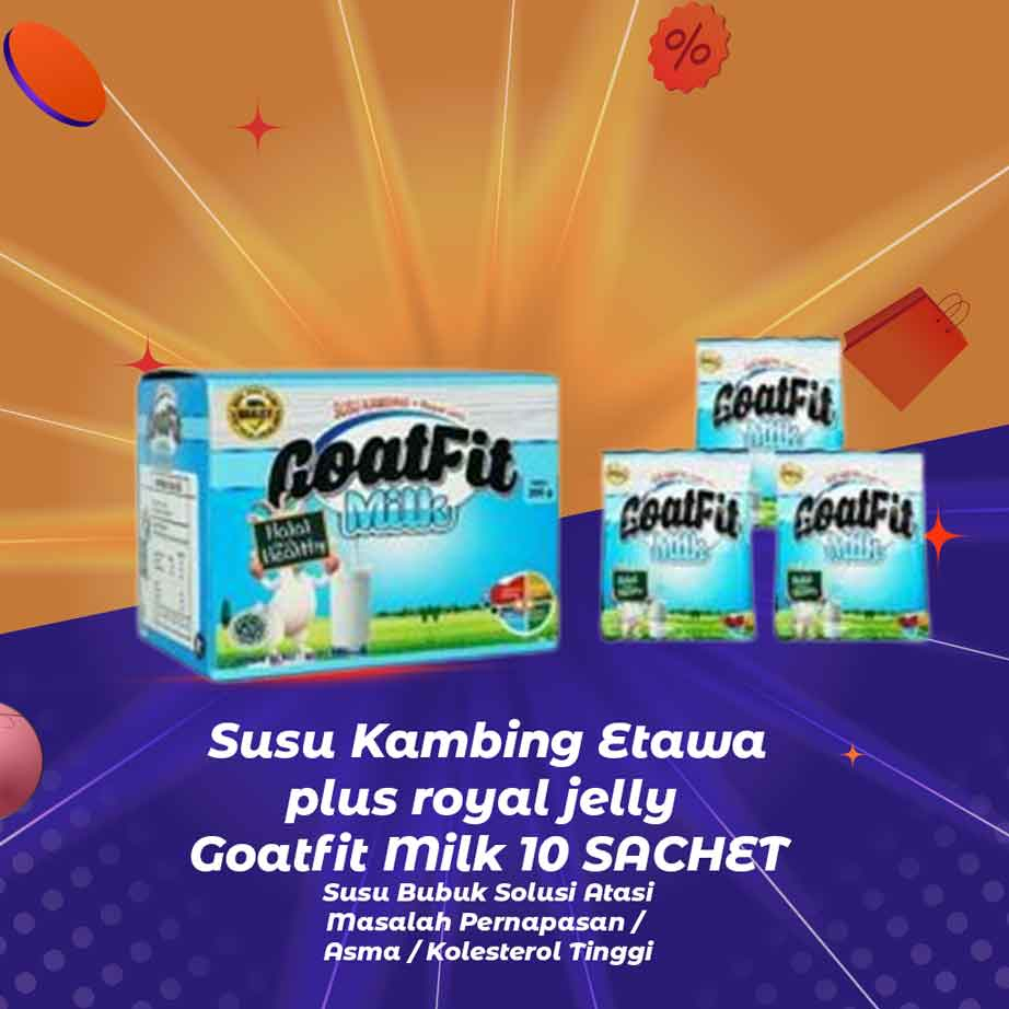 

Susu Kambing Etawa plus royal jelly Goatfit Milk 10 SACHET l Susu Bubuk Solusi Atasi Masalah Pernapasan / Asma / Kolesterol Tinggi
