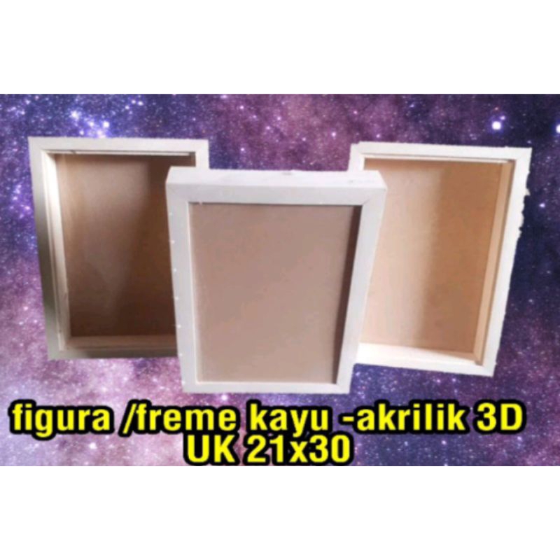 

freme figura kayu 3 D dable acrilyc depan blakang UK 30x21 X5 cm ukuran luar