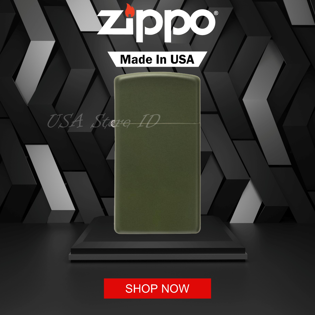 Korek Zippo Slim® Green Matte 1627 Original Made In USA