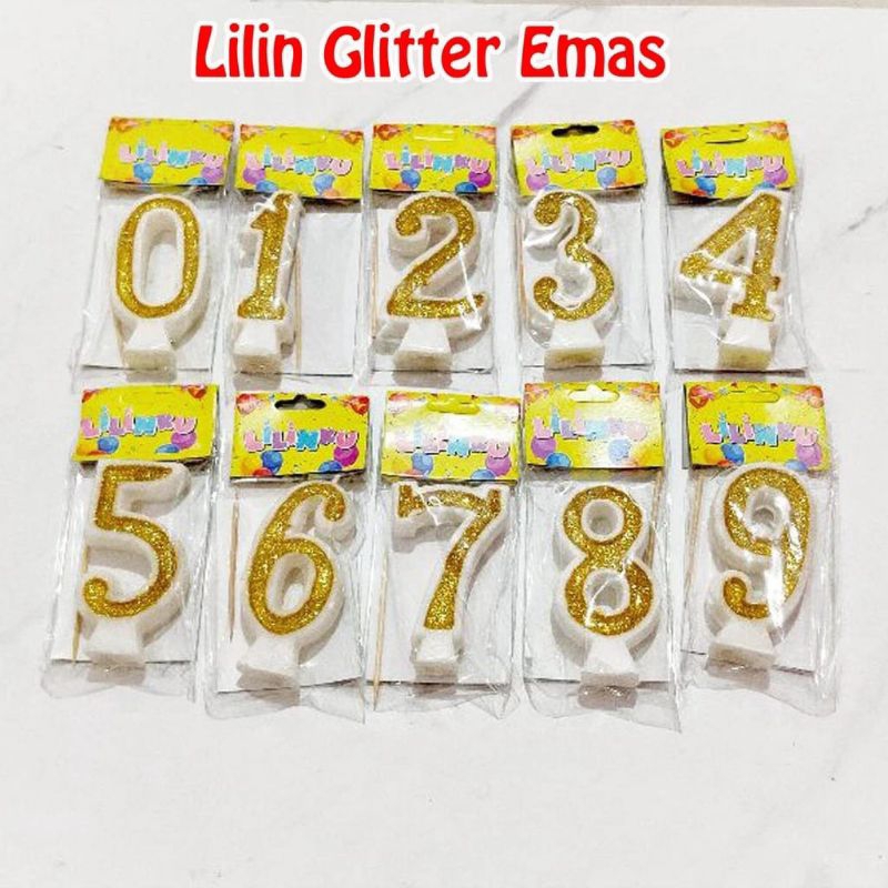 Lilin Ulang Tahun Lilin Glitter Gold Angka 1