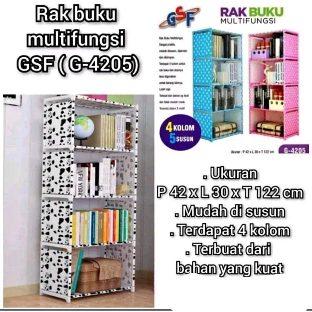 [COD] Rak Buku 5 Susun portable GSF Penutup belakang/Rak Buku Viral