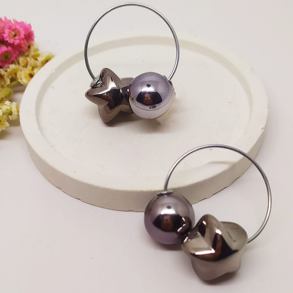 Termurah RING hijab /bros hijab/kolong jilbab/aksesoris hijab-Star Dark Grey