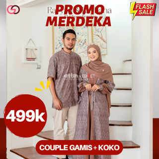 Baju Couple Lebaran Hanya 499k dapat Gamis dan Koko Rayyan Rayhana Sarimbit by Attin Hijab