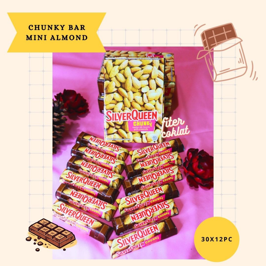 

COKELAT SILVER QUEEN CHUNKY BAR ALMOND 26GR 1BOX 12PC