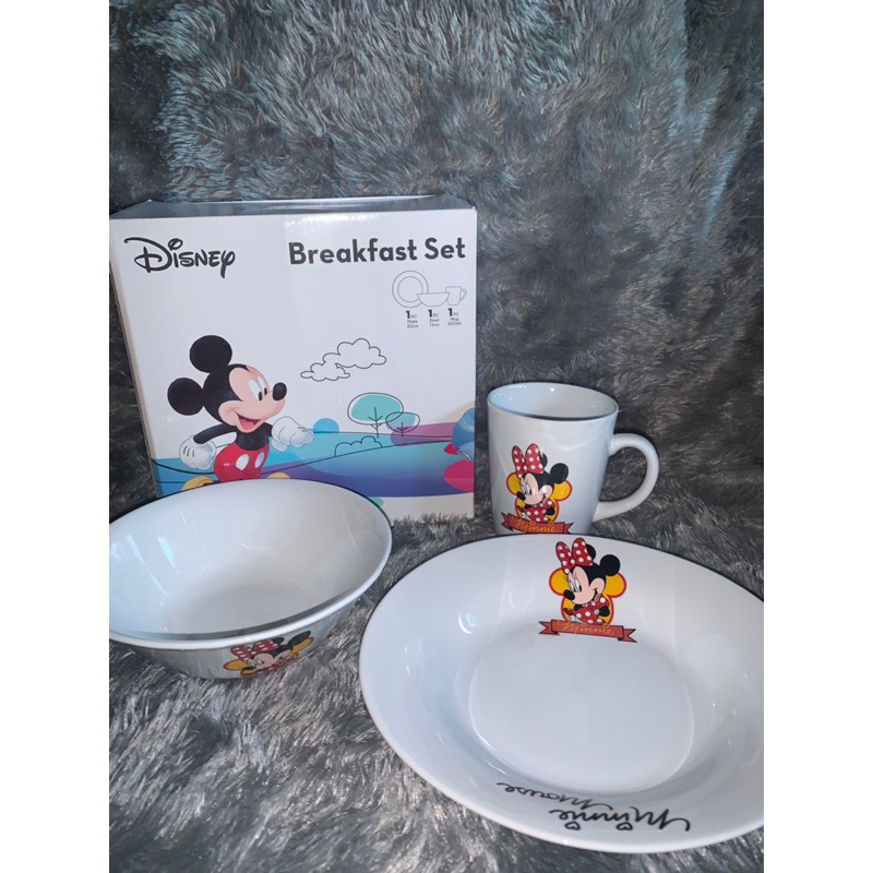 Disney Breakfast Set (Piring Makan+Mangkok+Mug)*BACA DESKRIPSI* (TAMBAHKAN EXTRA BUBBLE)