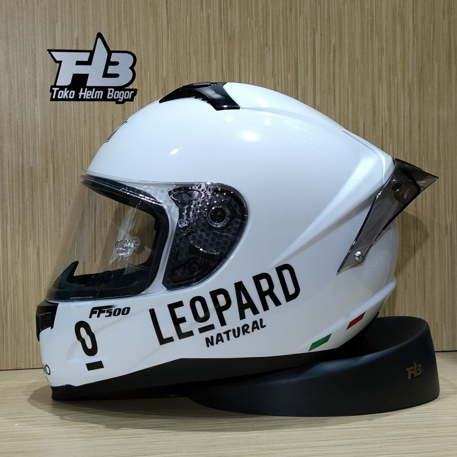 HELM RSV ff500 White PAKET GANTENG spoiler GPR stiker LEOPARD BLACK FULL FACE