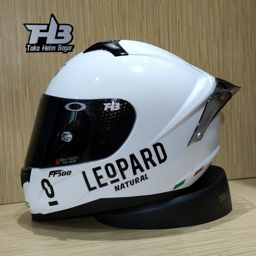 HELOM RSV ff500 White PAKET GANTENG visor SMOKE spoiler GPR stiker LEOPARD BLACK FULL FACE