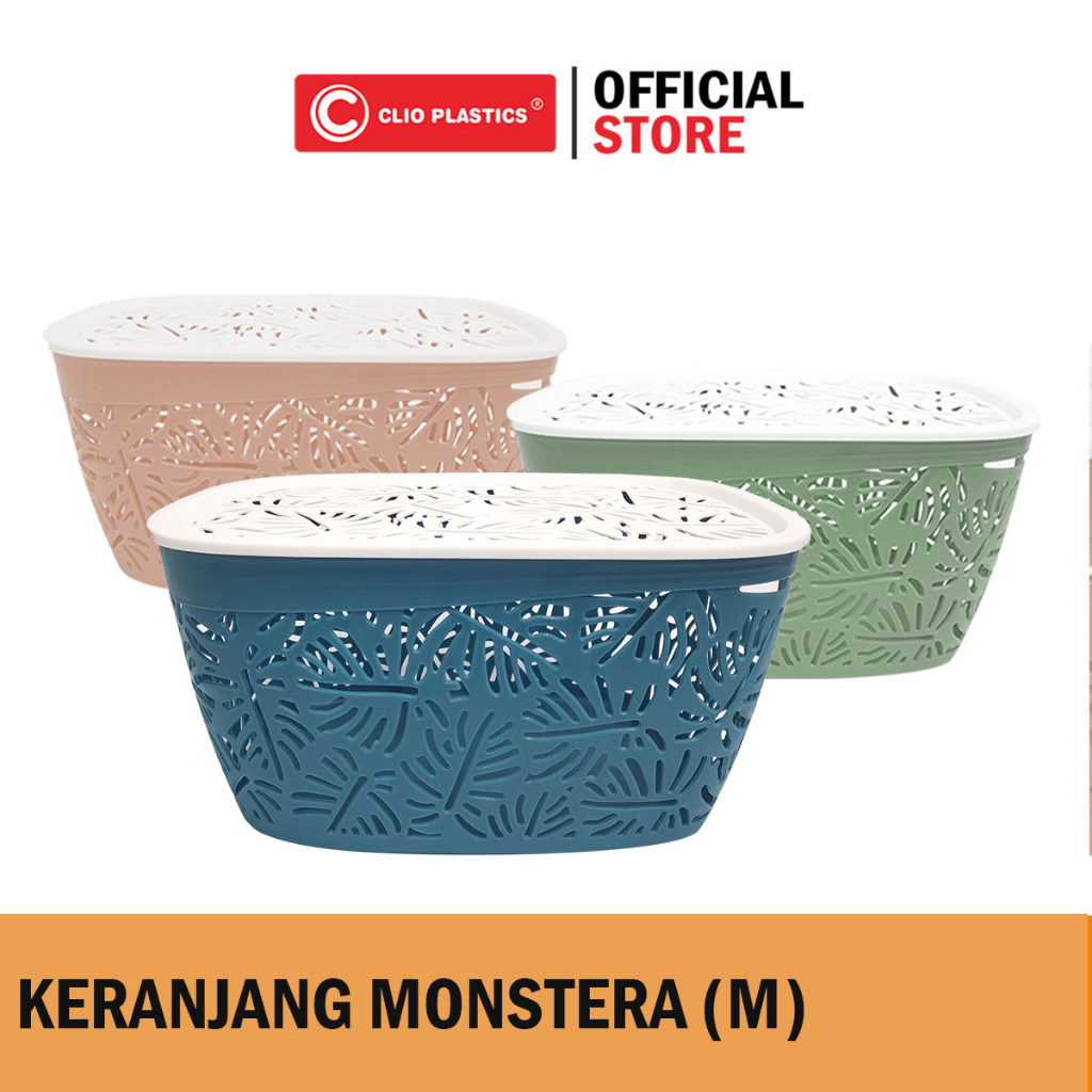LIMITED EDITION KERANJANG Serbaguna Monstera M SET (2PCS) - Keranjang Serbaguna Plastik / Box Plasti