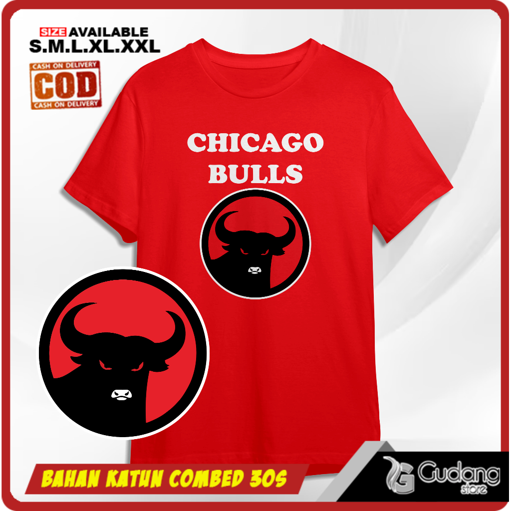 T-SHIRT KAOS CHICAGO BULLS PDI PERJUANGAN KATUN COMBED 30S