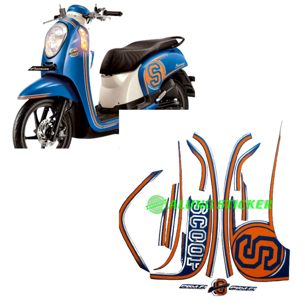 STIKER STRIPING LIS LES BODY MOTOR SCOOPY SPORTY 2014 BIRU