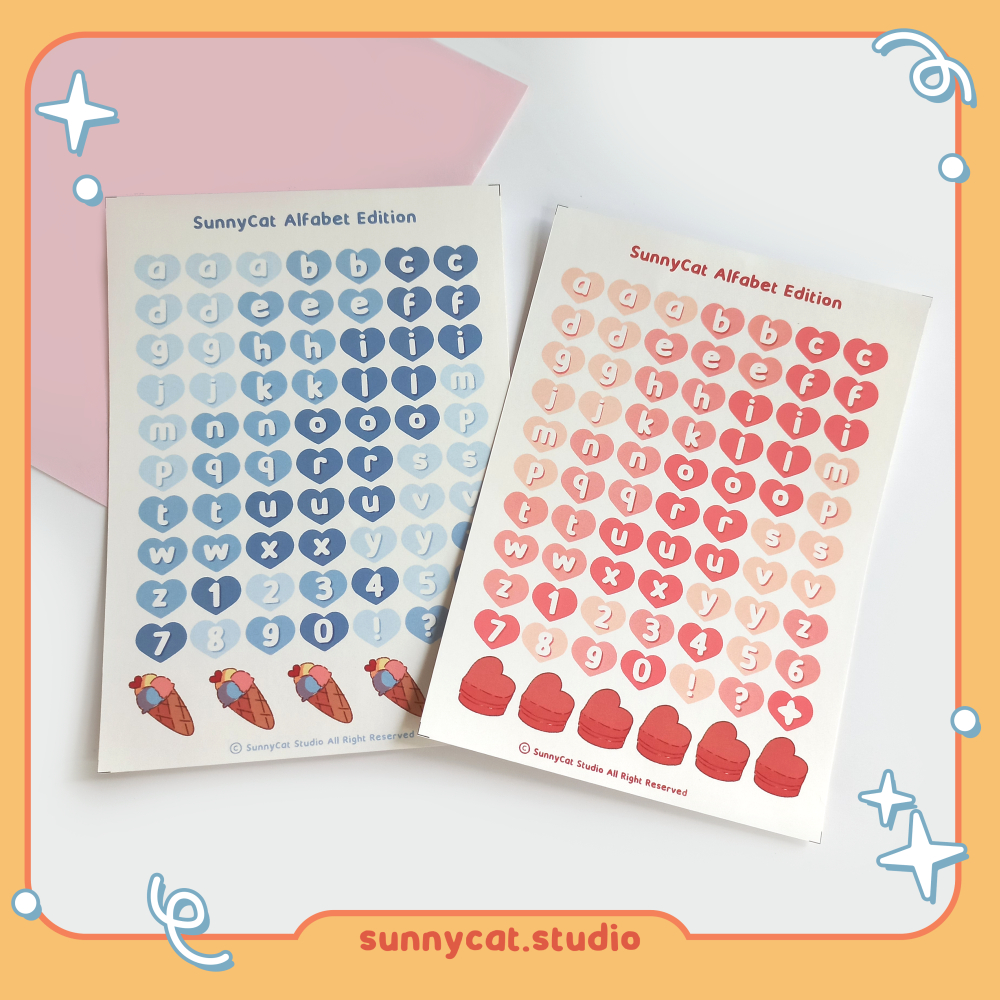 

SUNNYCAT STUDIO Alphabet Sticker Sheet / Stiker Jurnal Huruf Angka