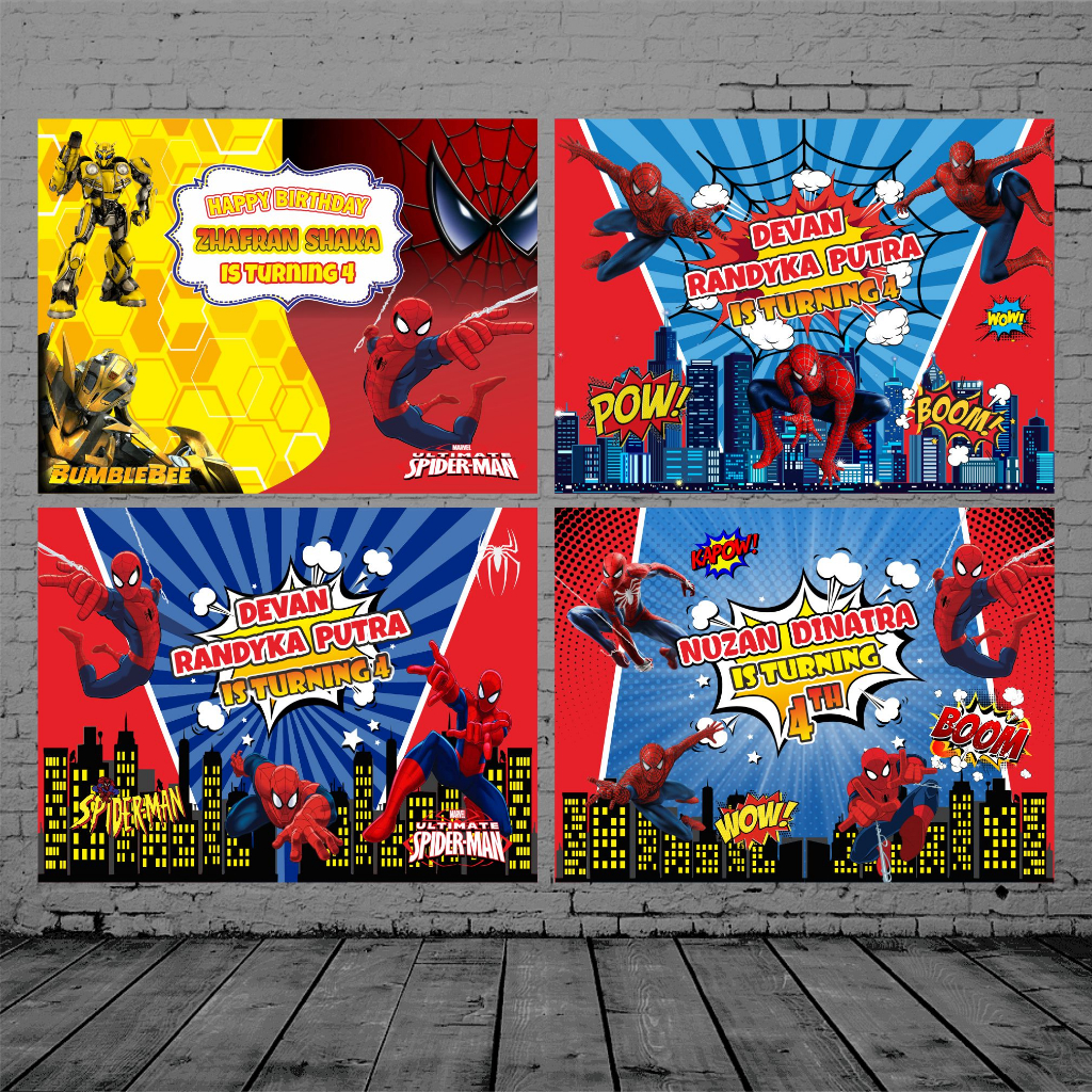 Backdrop & Banner | Backdrop Ulang Tahun | Banner Spiderman