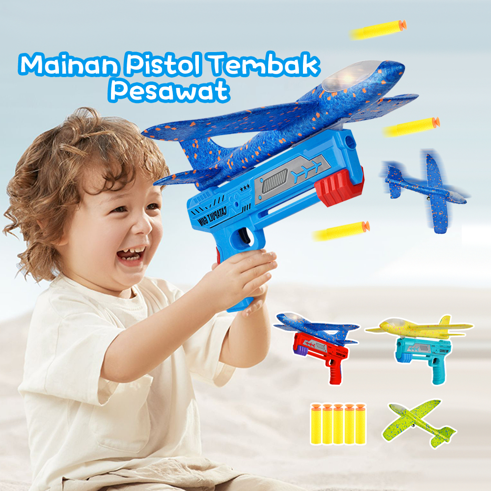 AIKOKY Pistol Pesawat Terbang Angin Foam / Mainan Pistol Tembak Pesawat / Catapult Gun Anak