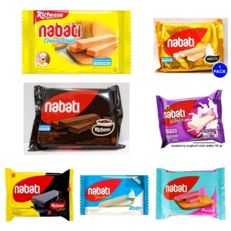 

NABATI WAFER RASA RICHOCO COKELAT| | KEJU | PINK LAVA | RASPBERRY RENCENG ISI 10 PCS X 46 GR