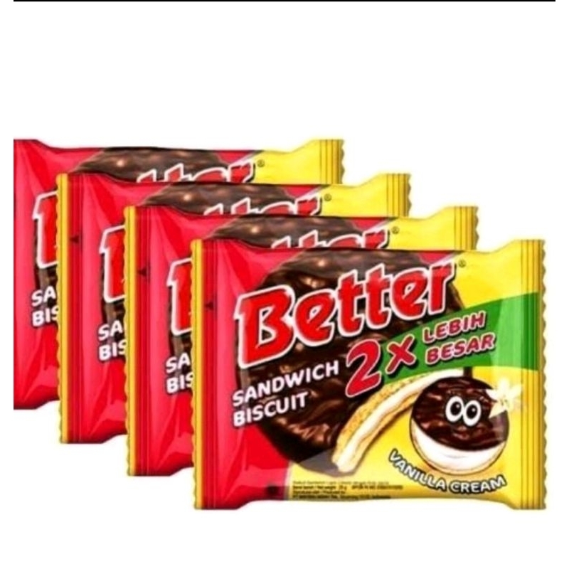 

BETTER SANDWICH BISCUIT SACHET 1 RENCENG ISI 10BKS X 22GR