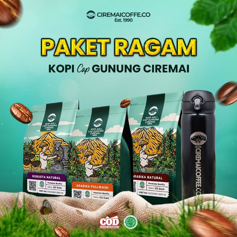 

Paket FREE TUMBLER Kopi Arabika Robusta Gunung Ciremai