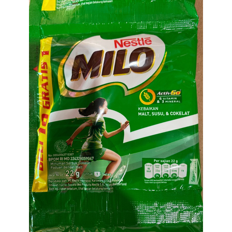 

susu milo activ-go 22gr / 1 renceng isi 10 sachet