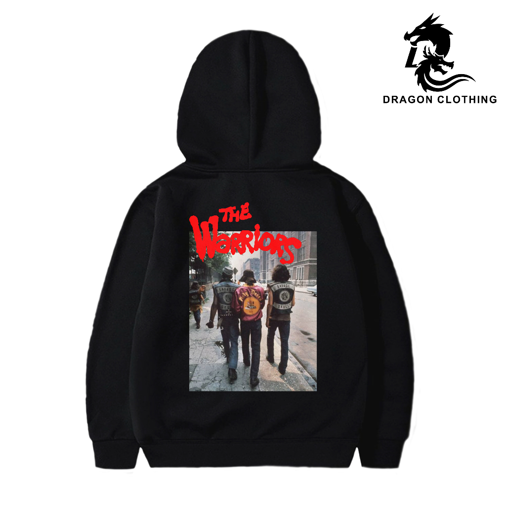DRAGON CLOTHING HOODIE METAL PRIA THE WARRIORS SWEATER HITAM PRIA