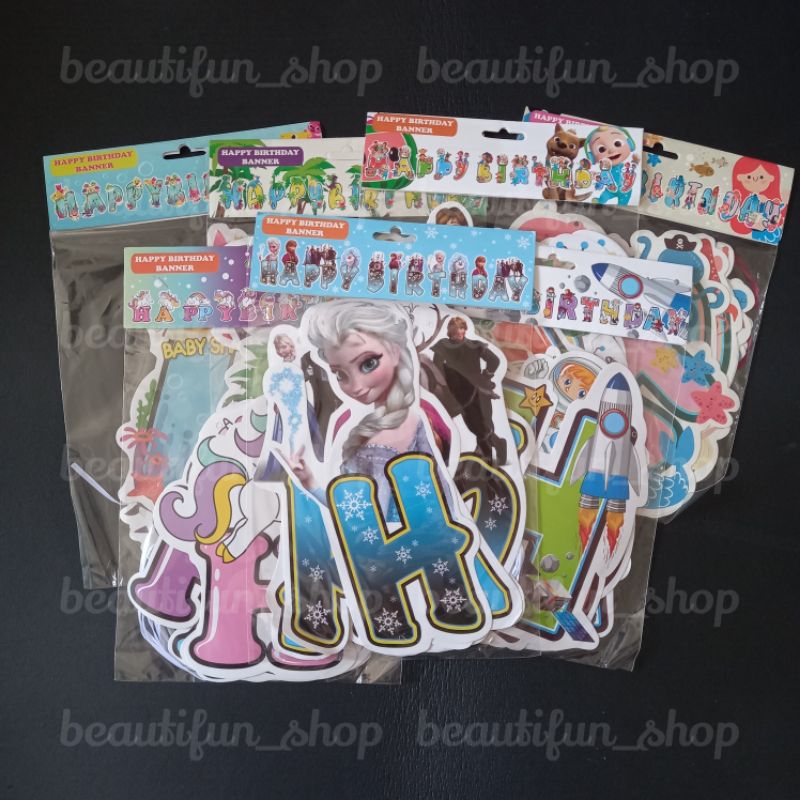 Banner happy birthday karakter kartun | bunting flag happy birthday karakter kartun | bunting flag k