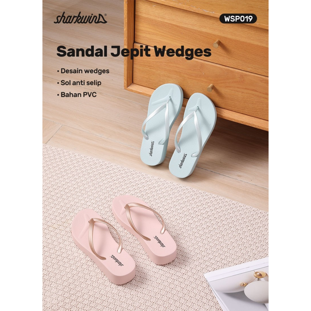 Sharkwin WSP019 Sandal Wanita Murah Jepit Wedges Anti Slip Slippers