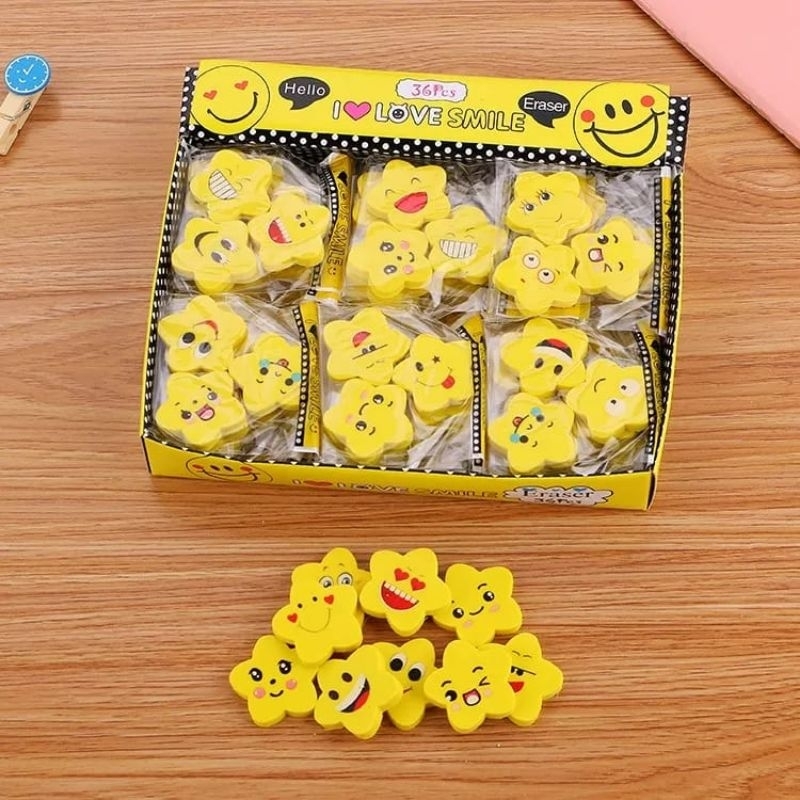 

⭐️DIERS⭐️Penghapus Pensil Bintang Karakter Emoji Smile Set 3pcs