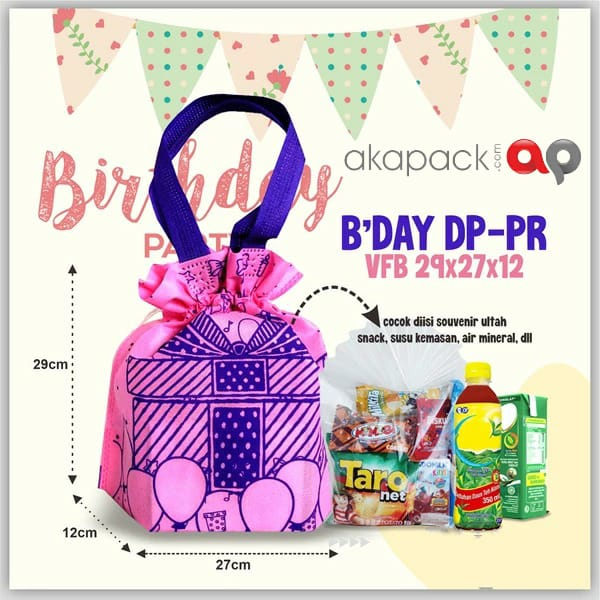 

Tas Spunbond Serut Birthday Goodie Bag Ulang Tahun UK T29 X P27 X L12