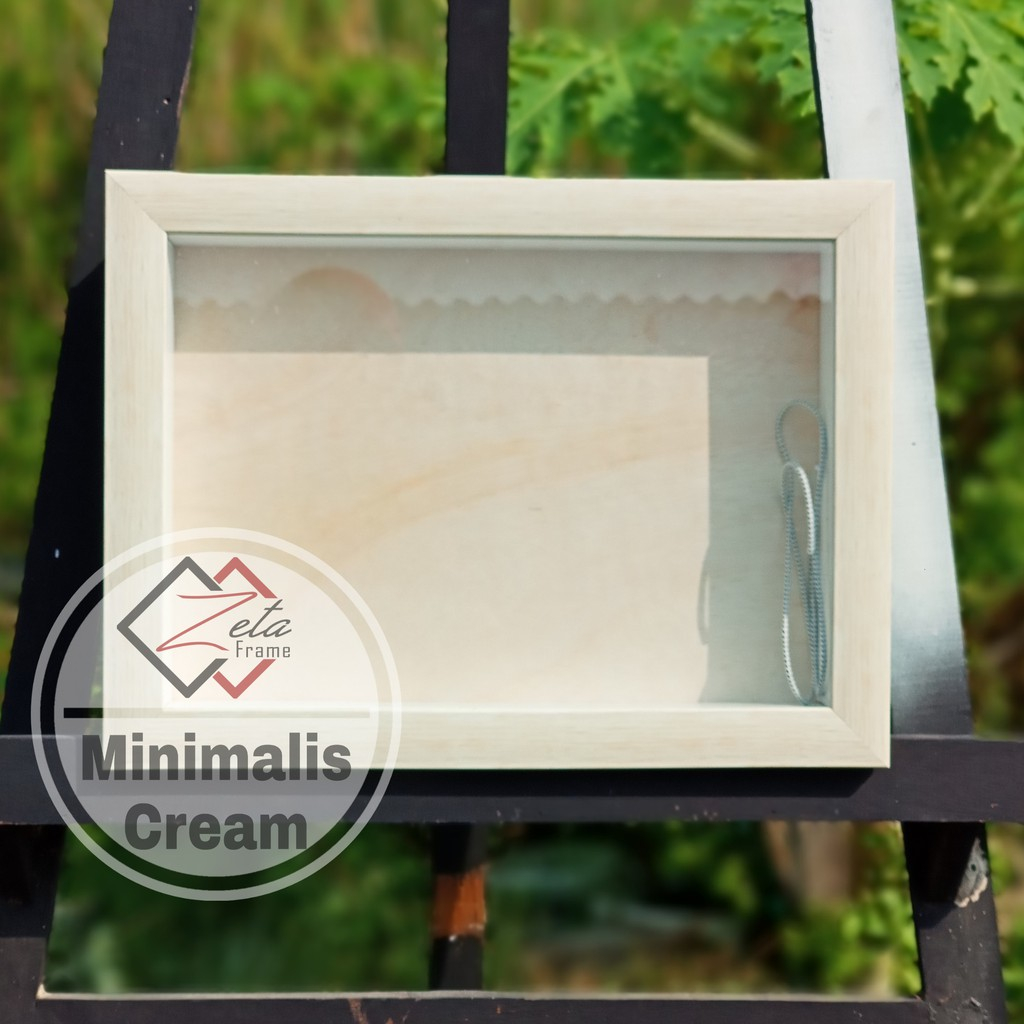 Tipe CO3 Cream serat kayu - Pigura mahar minimalis uk. 25x35 - pigura 3D minimalis - pigura scrapfra