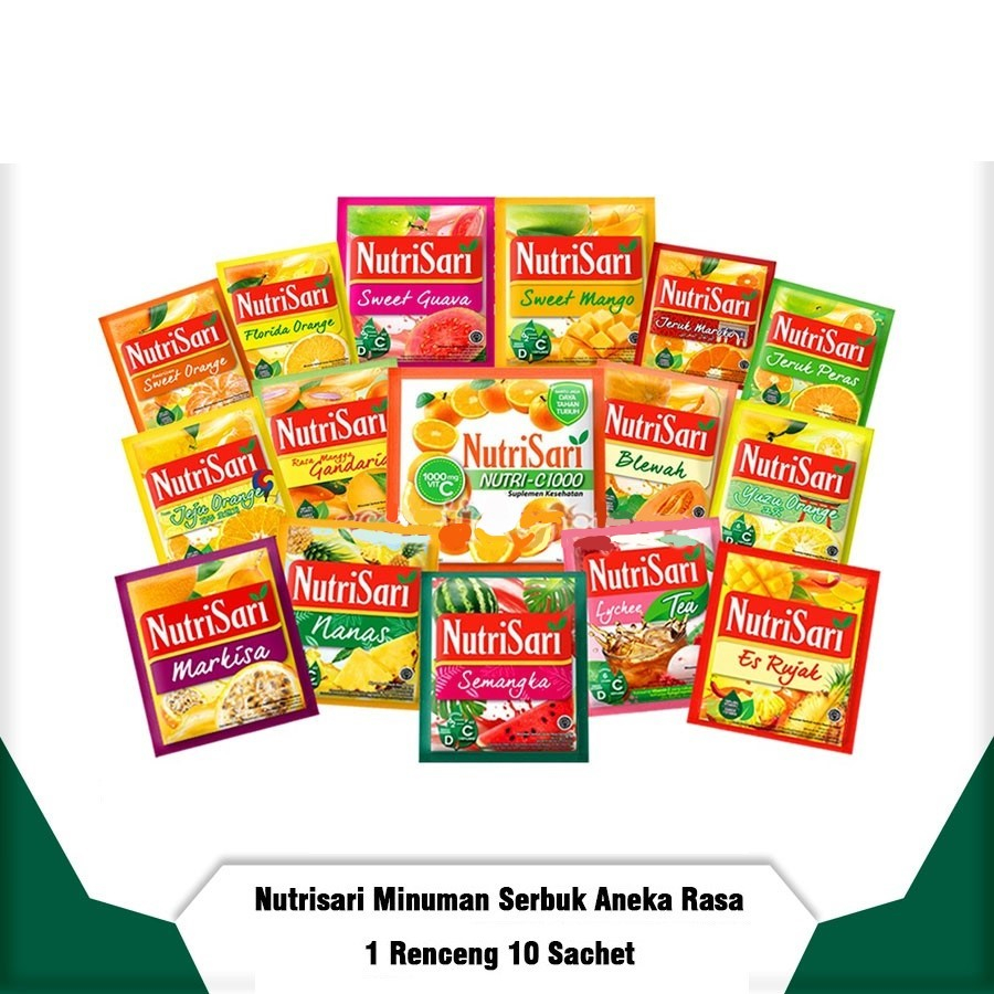 

( 1 renceng isi 10 ) NutriSari Minuman Serbuk Rasa Sari Buah sachet 14gr