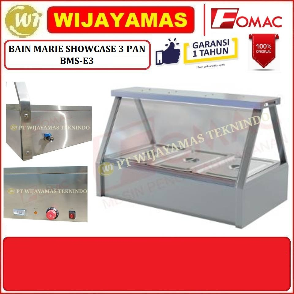 Bain Marie Penghangat Makanan 3 Pan BMS-E3 Electric Bain Marie Showcase FOMAC
