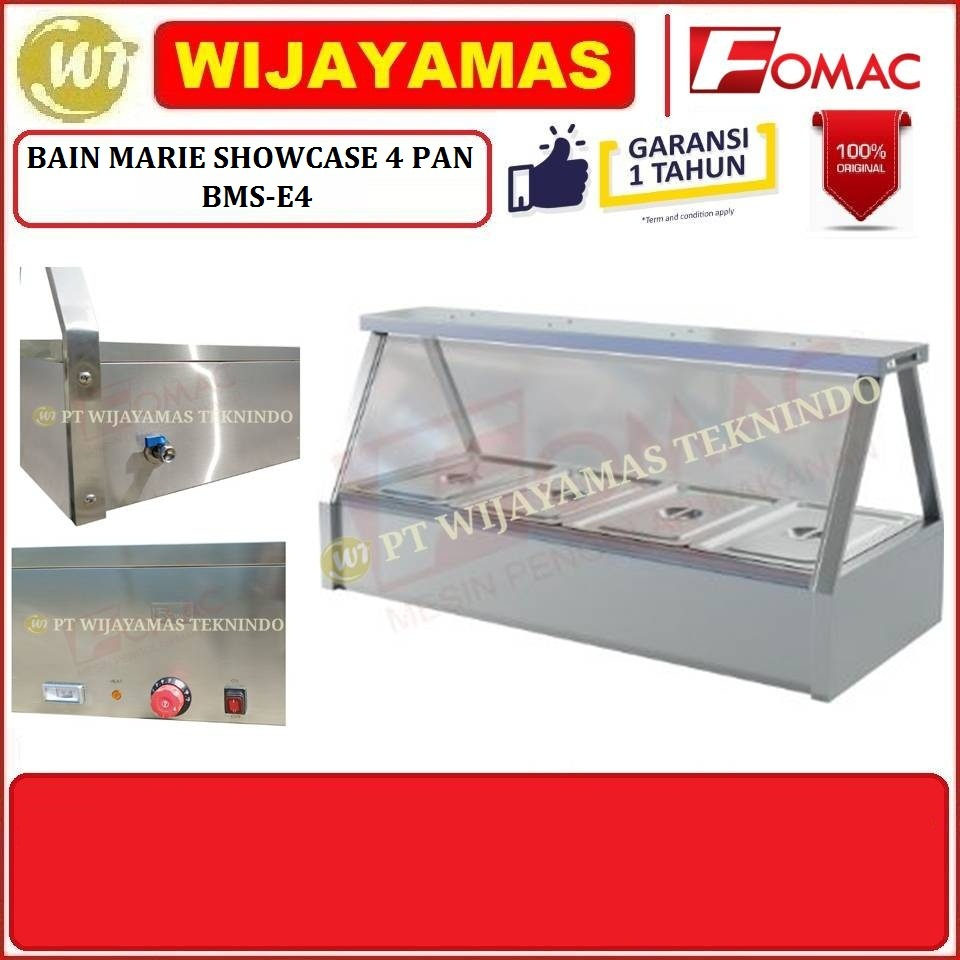 Bain Marie Penghangat Makanan 4 Pan BMS-E4 Electric Bain Marie Showcase FOMAC