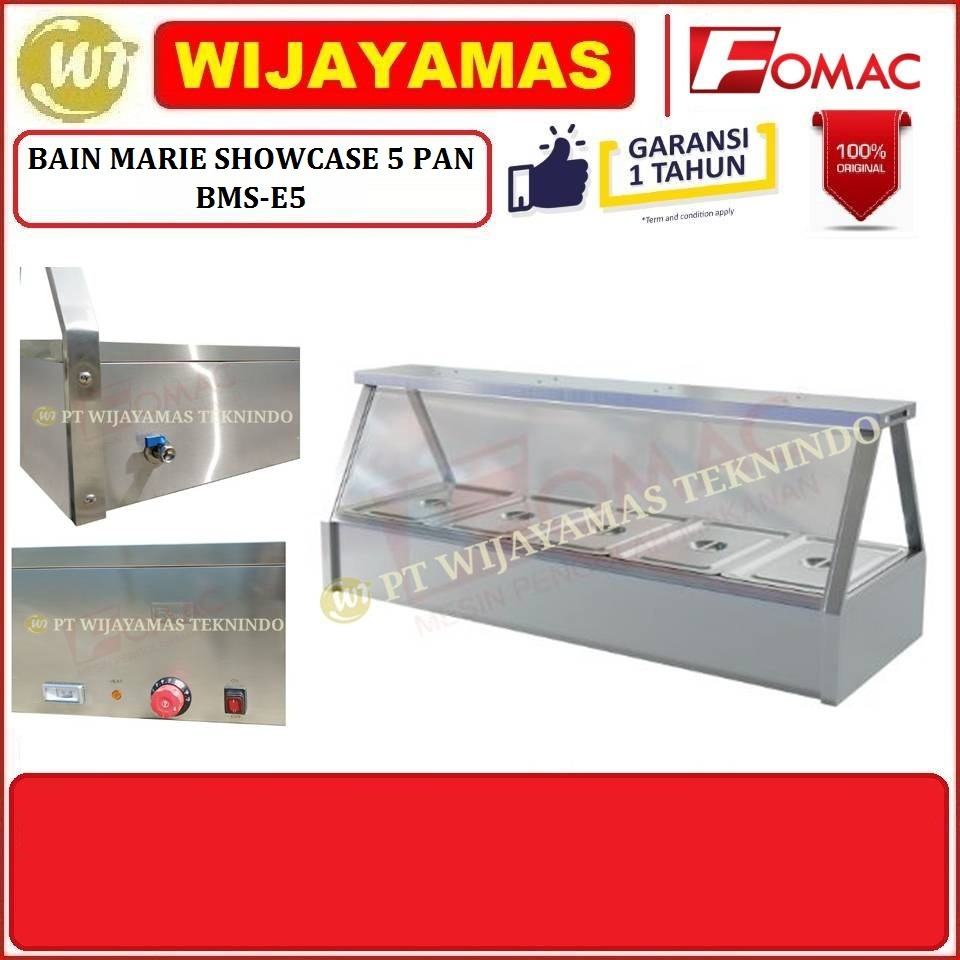 Bain Marie Penghangat Makanan 5 Pan BMS-E5 Electric Bain Marie Showcase FOMAC
