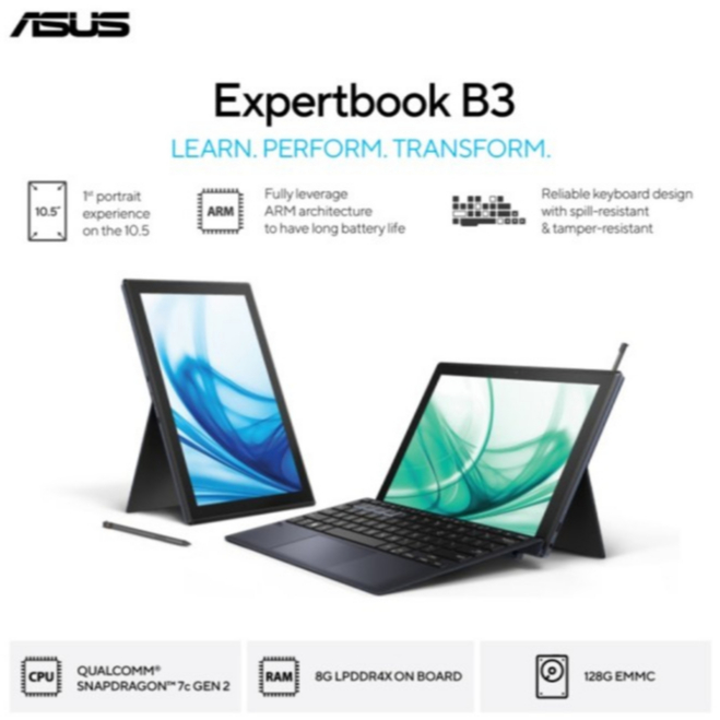 Asus Expertbook B3000 Snapdragon 7C Gen2 8 Core 8/128GB 10.5 WUXGA IPS