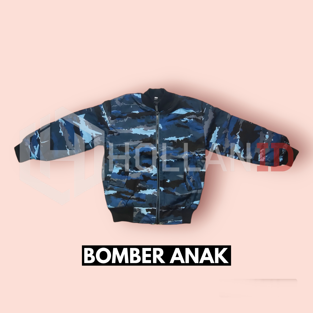 JAKET BOMBER ANAK TENTARA BIRU LORENG AU ANGKATAN UDARA / ARMY CAMO TACTICAL / TNI ABRI AU