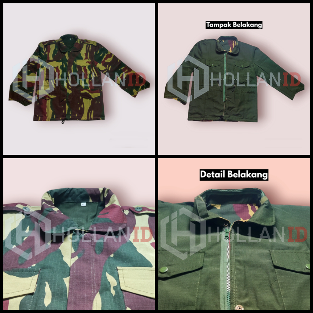JAKET BOLAK BALIK BB TENTARA ANGKATAN DARAT LORENG HIJAU KOPASSUS / ARMY CAMO / TNI ABRI KOPASUS