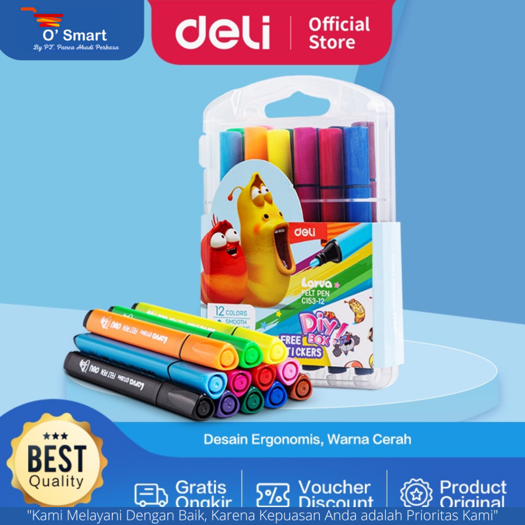 

FELT PEN DELI LARVA 12 WARNA C153-12