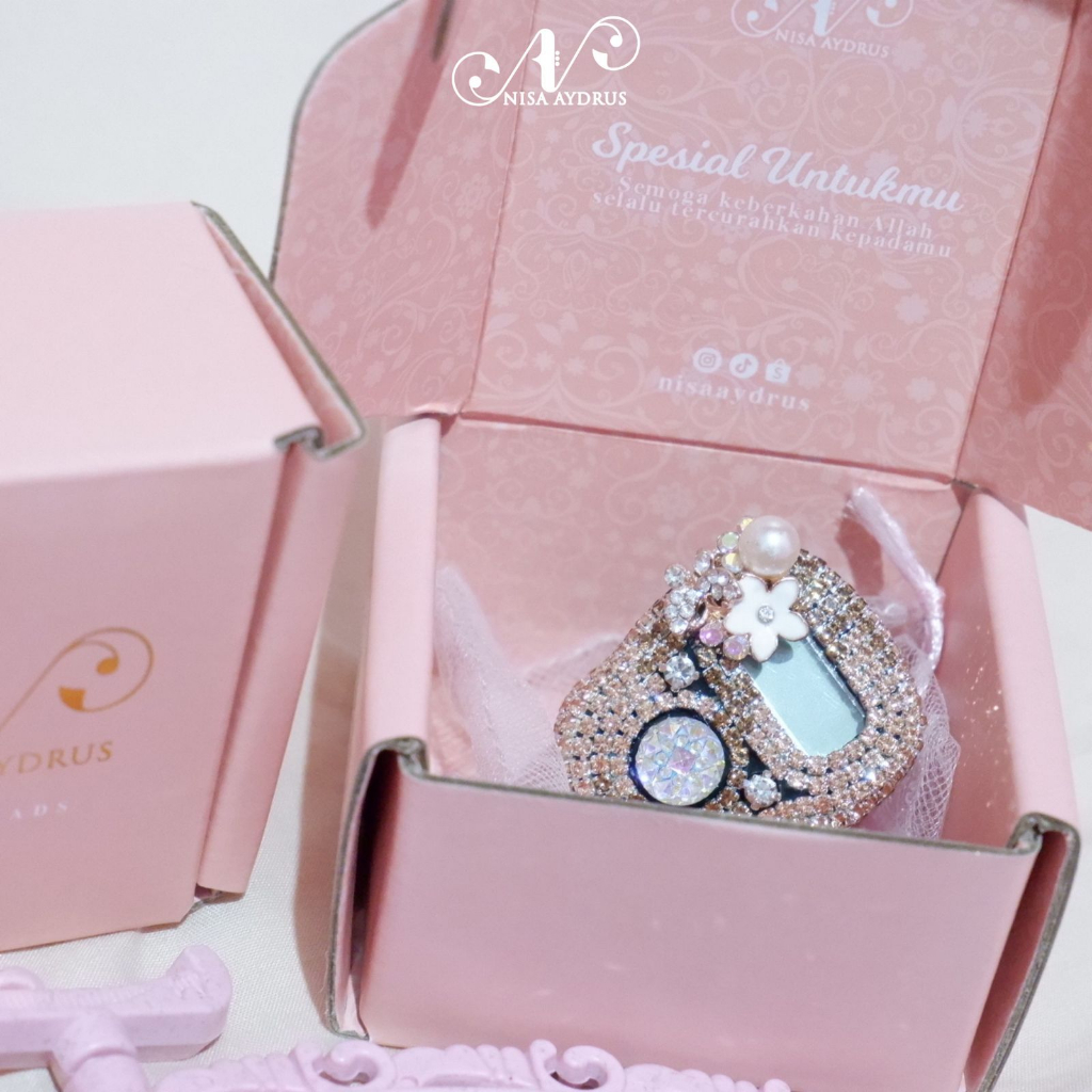 Nisa Aydrus With Box Exclusive - ALARM Mix New Mocca Rosegold Tasbih Digital Cantik Swarovski Premium Custom Nama