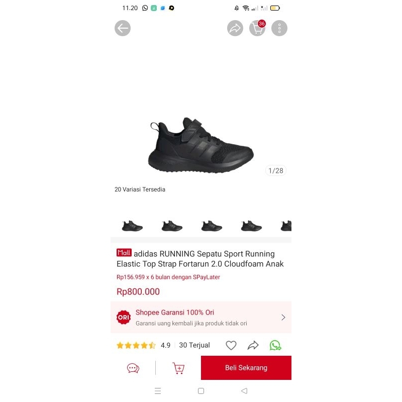 sepatu anak adidas second