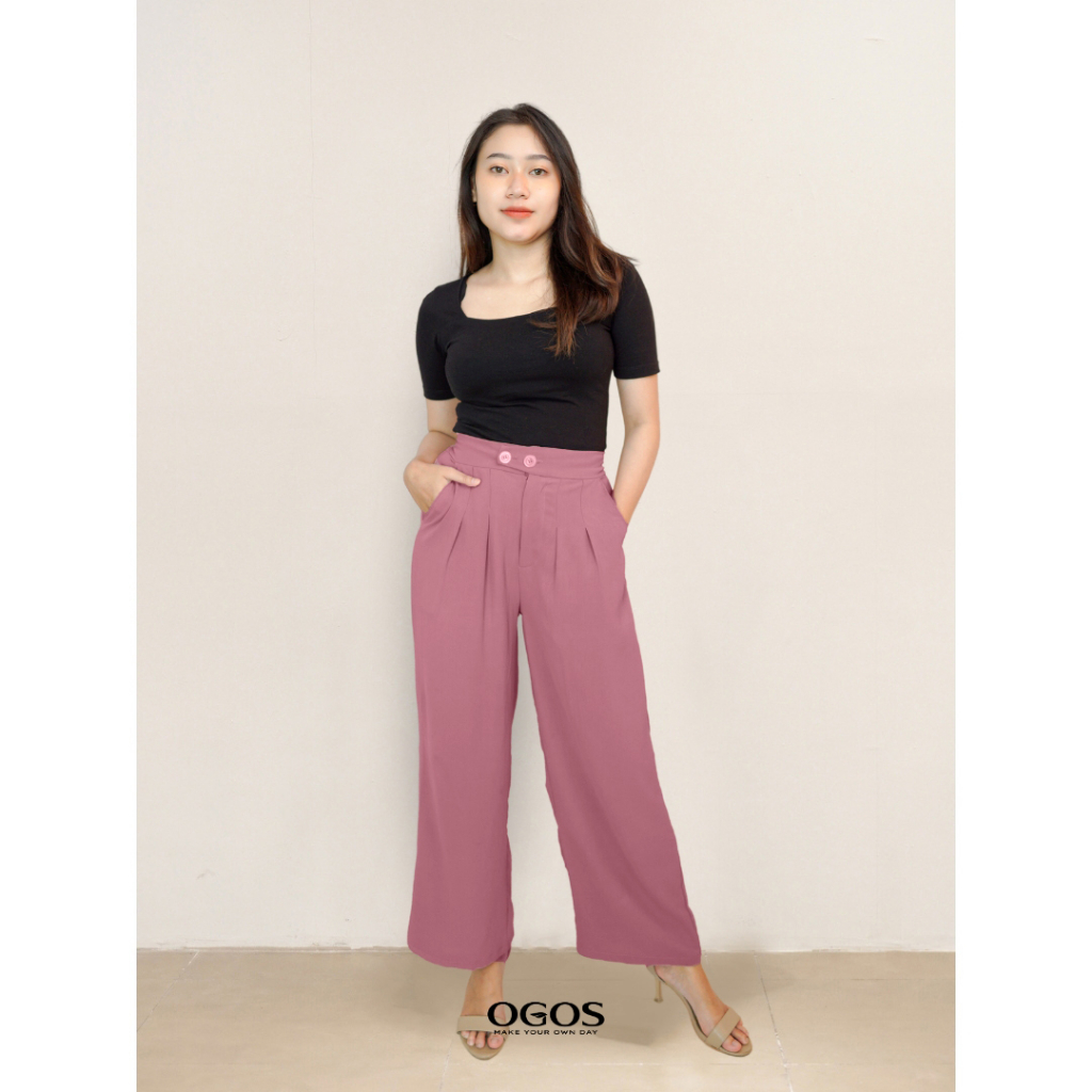 OGOS | Loose Pants Tunica [001] - Celana Anti Kusut - Celana Kulot Wanita - Celana Kantor Formal / C