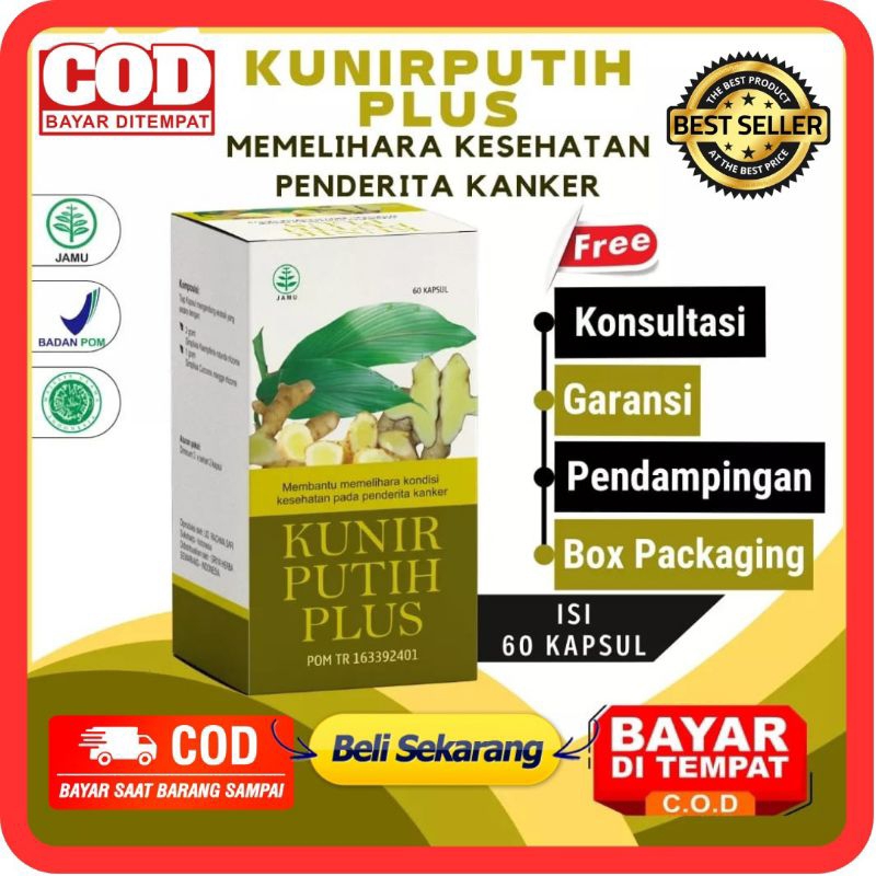 KUNIR PUTIH PLUS ORIGINAL 100% KAPSUL KUNIR PUTIH PLUS ATASI KANKER TUMOR BENJOLAN WASIR AMBEYEN AMB