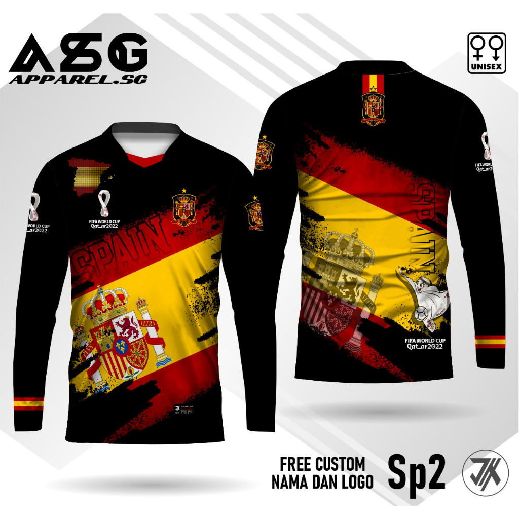 jersey spanyol piala dunia qatar 2022 kaos spain lengan panjang
