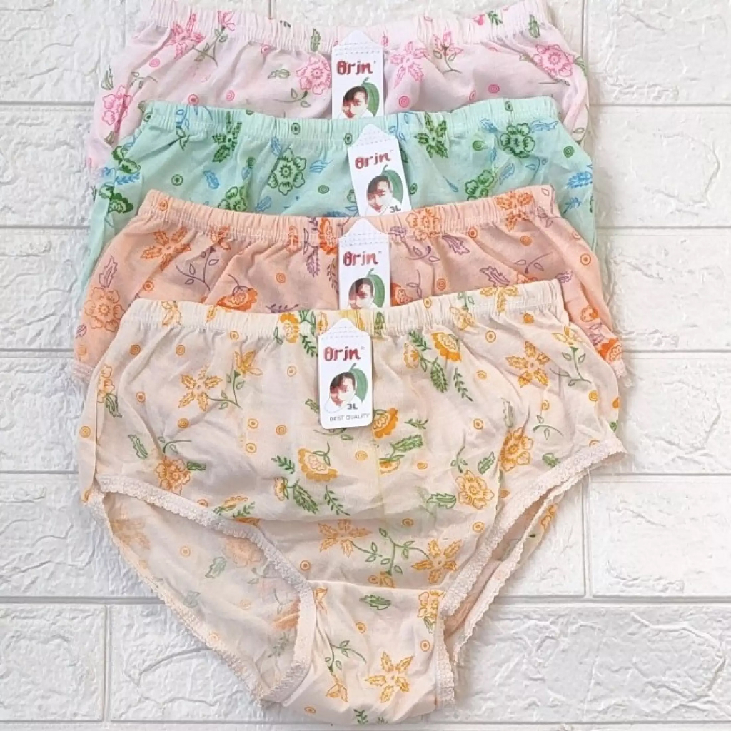 Celana Dalam Wanita Jumbo Motif Bunga Set Isi 6pcs - CD Wanita Orin / Niki /Ge Ge Jumbo