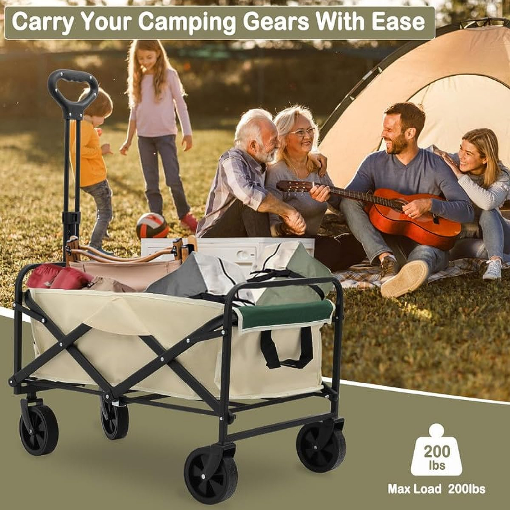 Keranjang Lipat Keranjang Belanja Keranjang Pantai dengan Keranjang Besar Roda Besar